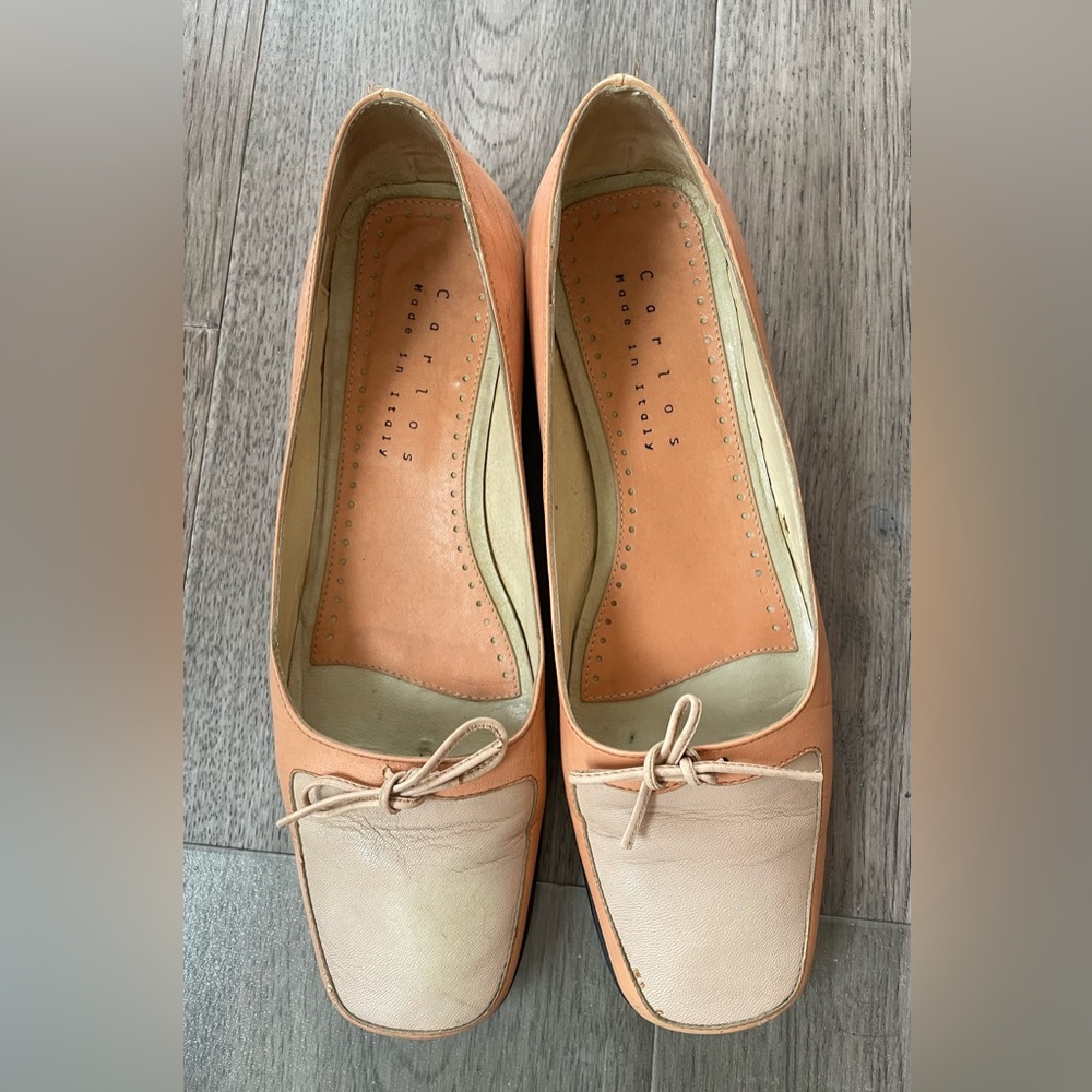 Carlos Genuine Leather Women’s Peach and Beige Italian Made Loafers